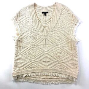 Banana Republic cream vest cotton Oversize womens Size XS Small Vneck Neutral